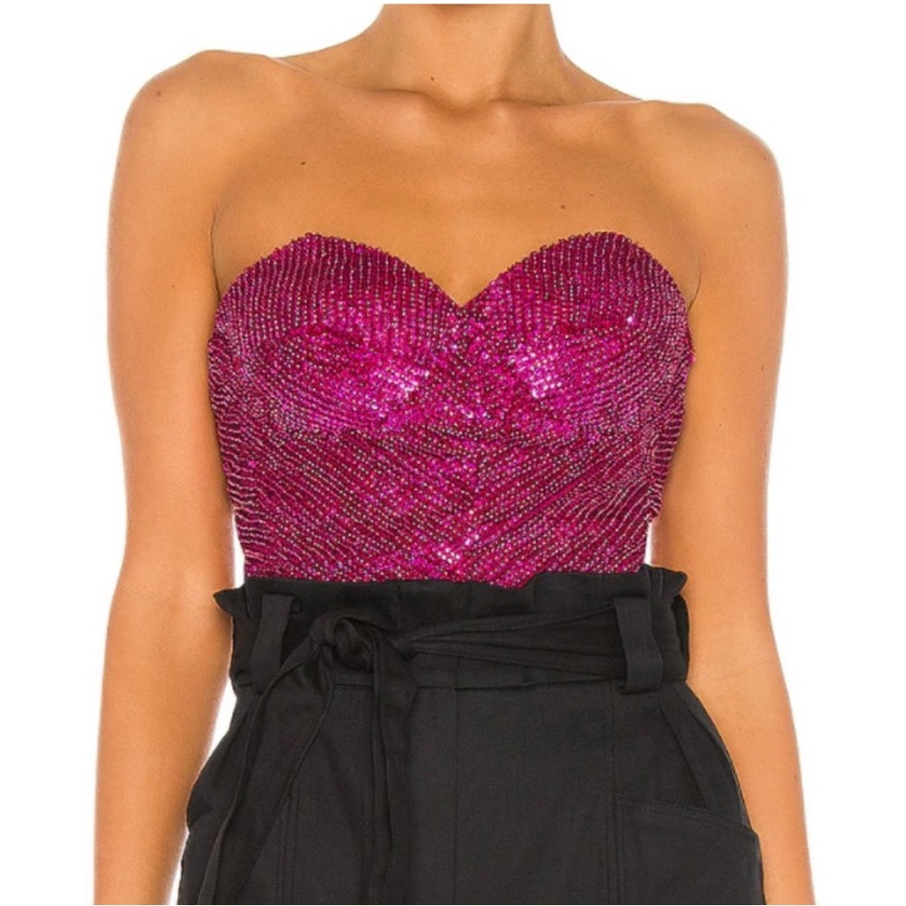 Retrofete fuchsia stunning beaded corset top size XS worn once like new! 🌺🌺